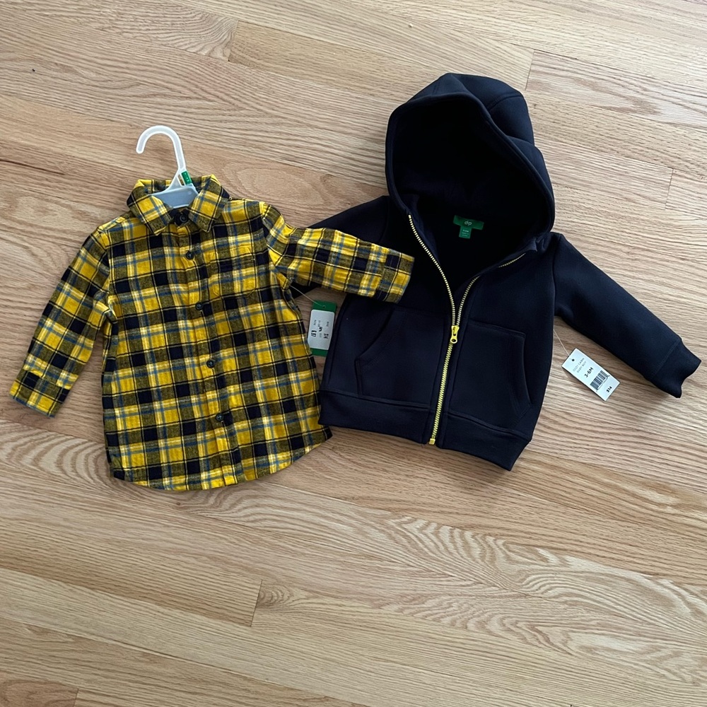 NWT Dip Baby Boy Flannel and Hoodie Seperates Bundle